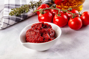 Red organic fresh tomato paste