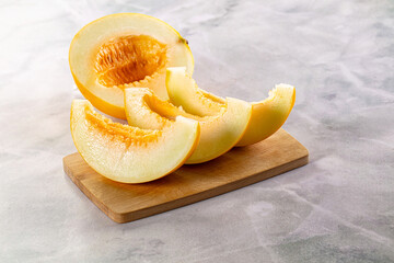 Ripe sweet juicy melon with slices