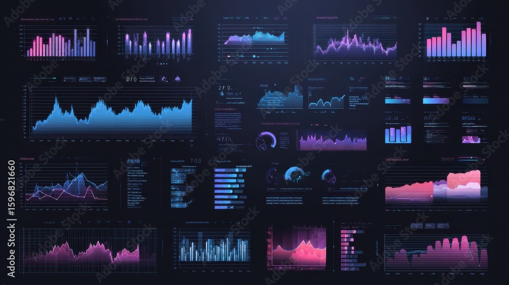 Poster business infographics set with different diagram vector illustration. data visualization elements, m