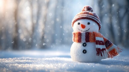 Obraz premium Snowy snowman in winter wonderland