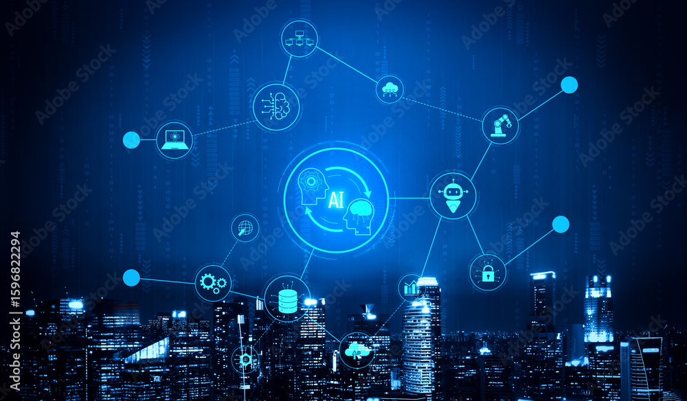 Poster ai collaboration enhances connected intelligence through robotics, data, and cloud. ai collaboration