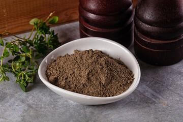 Ground dry black pepper powder