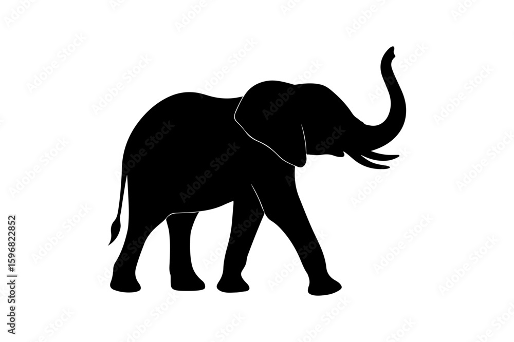 Poster elegant elephant walking silhouette vector design for creative projects on a clean white background 
