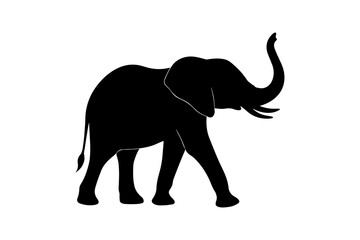 Obraz premium Elegant Elephant Walking Silhouette Vector Design for Creative Projects on a Clean White Background Ideal for Various Applications