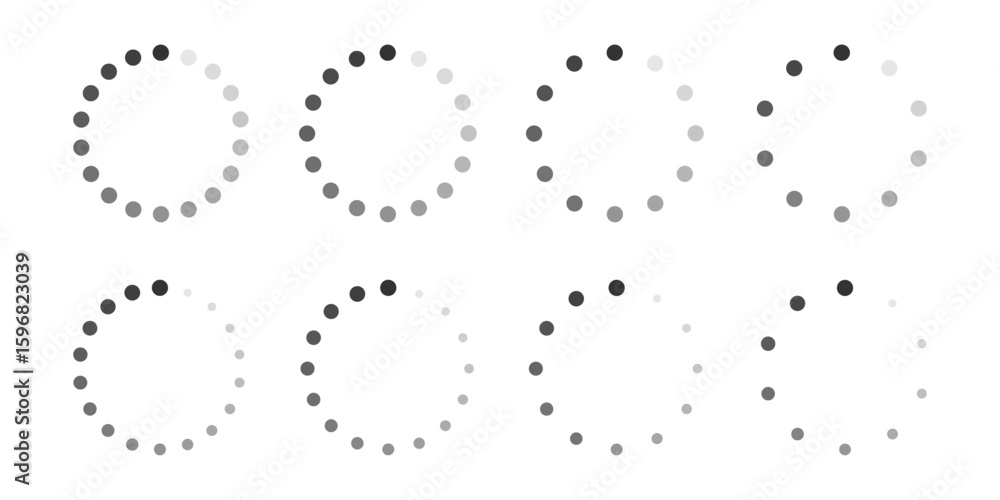 Poster set of gradient circle loading icons. circle dotted progress indicators for mobile app, website, pre