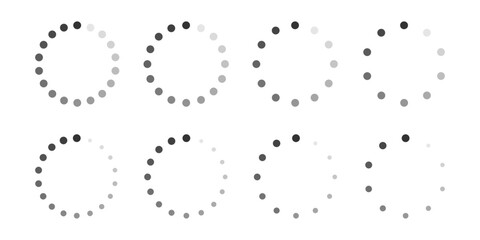 Set of gradient circle loading icons. Circle dotted progress indicators for mobile app, website, presentation, UX UI design, infographic, data visualization, web dashboard 