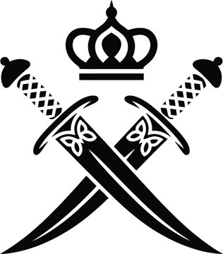 Oman Royal Emblem Vector: Crossed Khanjars & Crown