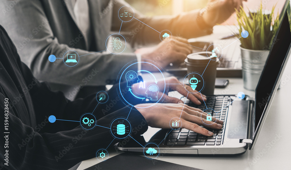 Aufkleber ai collaboration enhances connected intelligence through robotics, data, and cloud. ai collaboration
