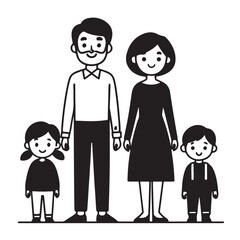 Fototapeta premium This graphic depicts a family of four—father, mother, and two children—in a simple, stylized icon format.
