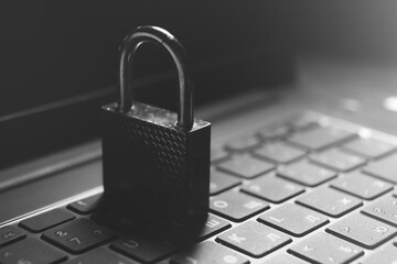 laptop with a lock and a key