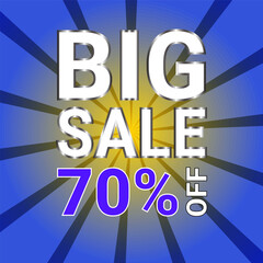 Big Sale 70% Off - Blue Sunburst Promotion Banner