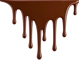 Dripping Chocolate Paste Blob with Gravity Pull Effect, High Gloss Finish, PNG Format