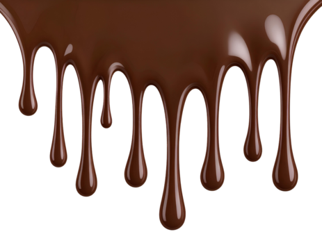 Dripping Chocolate Paste Blob with Gravity Pull Effect, High Gloss Finish, PNG Format.
