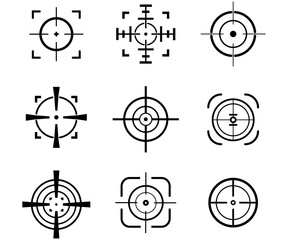Set of target destination signs Aim sniper Focus cursor mark