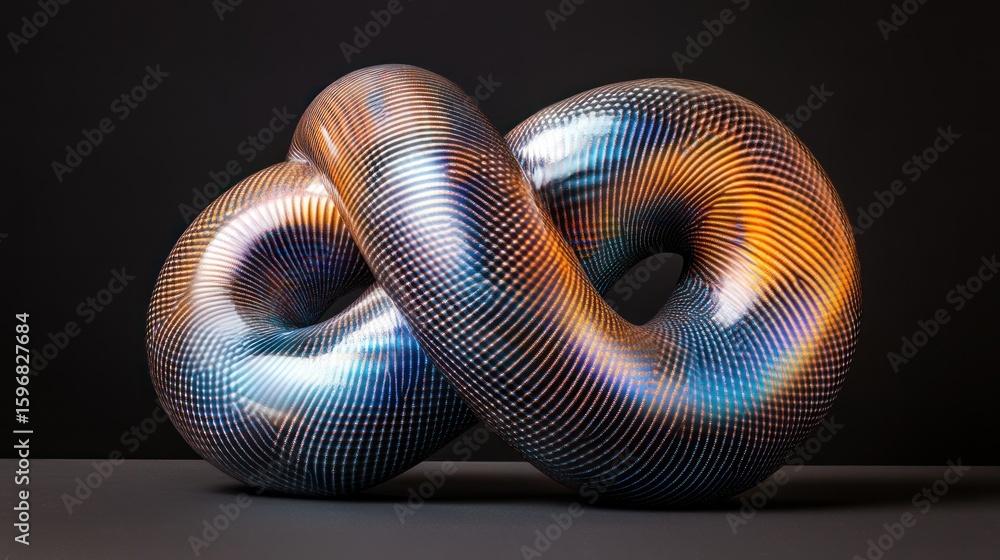 Poster abstract metallic form with intricate texture.