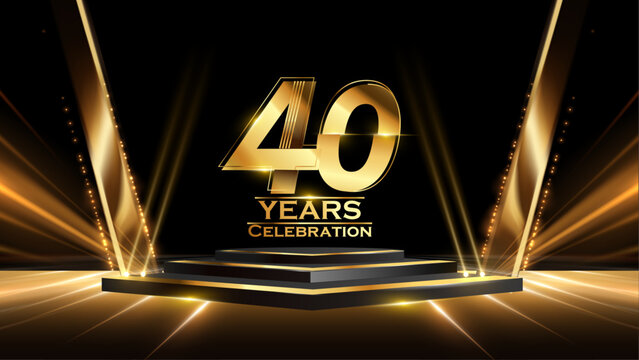 40 Years Celebration Award Background. Recognition Ceremony. Birthday Occation  Achievement. Premium Elegant Graphics. Event Entertainment Spot Light Hollywood Template  Luxury Premium Corporate. 