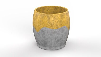Yellow Grey Cup. Isolated. White background. 3D render