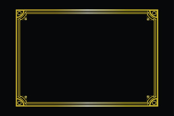 Golden photo and certificate frame vector