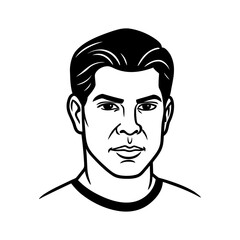 Vector art of a handsome mans portrait is depicted with clean lines, isolated on white background, showcasing a modern style