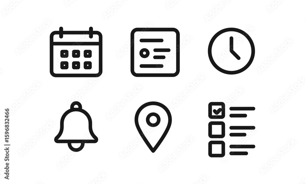 Poster minimalist line icons for everyday tasks and scheduling
