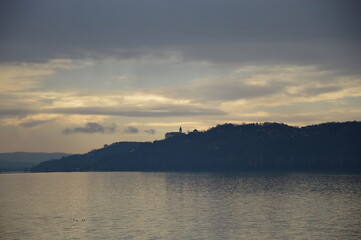sunset over the lake