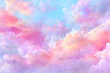Dreamy Watercolor Clouds in Pastel Pink, Blue, and Orange