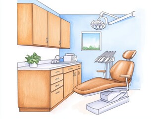 Bright and Clean Dental Clinic Interior Design Illustration