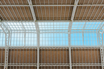 Glass and Steel Grid Structure With Sky Reflection