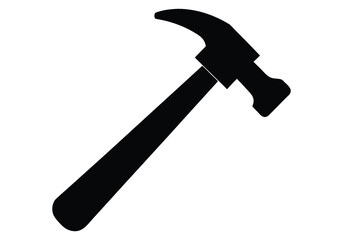 Vector art of a black silhouette of a claw hammer, a common tool for construction and repair