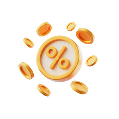 Save money with discount symbol on floating coins for special offers and promotions in financial deals