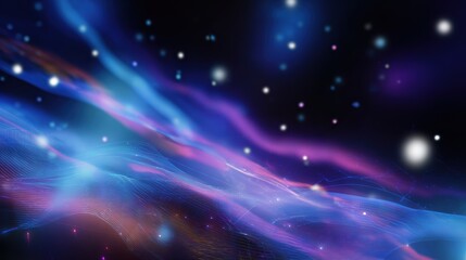 Fototapeta premium Abstract cosmic wave neon lights and starry night sky fantasy