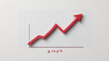 Red zigzag arrow showing upward trend on grid paper graph