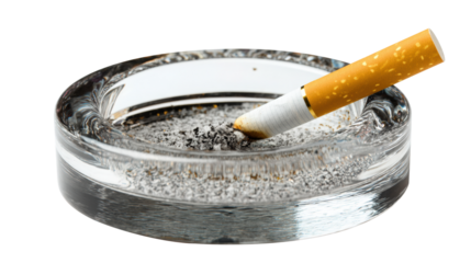 Extinguished Cigarette in Glass Ashtray Ash Tray Smoking Cessation Unhealthy Habit
