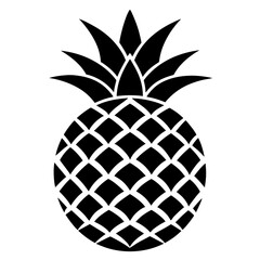 Bold black pineapple silhouette isolated on white background