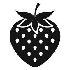Black silhouette of a strawberry with white seeds isolated on a white background isolated on white background