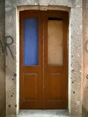 Old unusual door. High quality photo