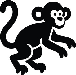 Obraz premium Playful monkey silhouette with curly tail