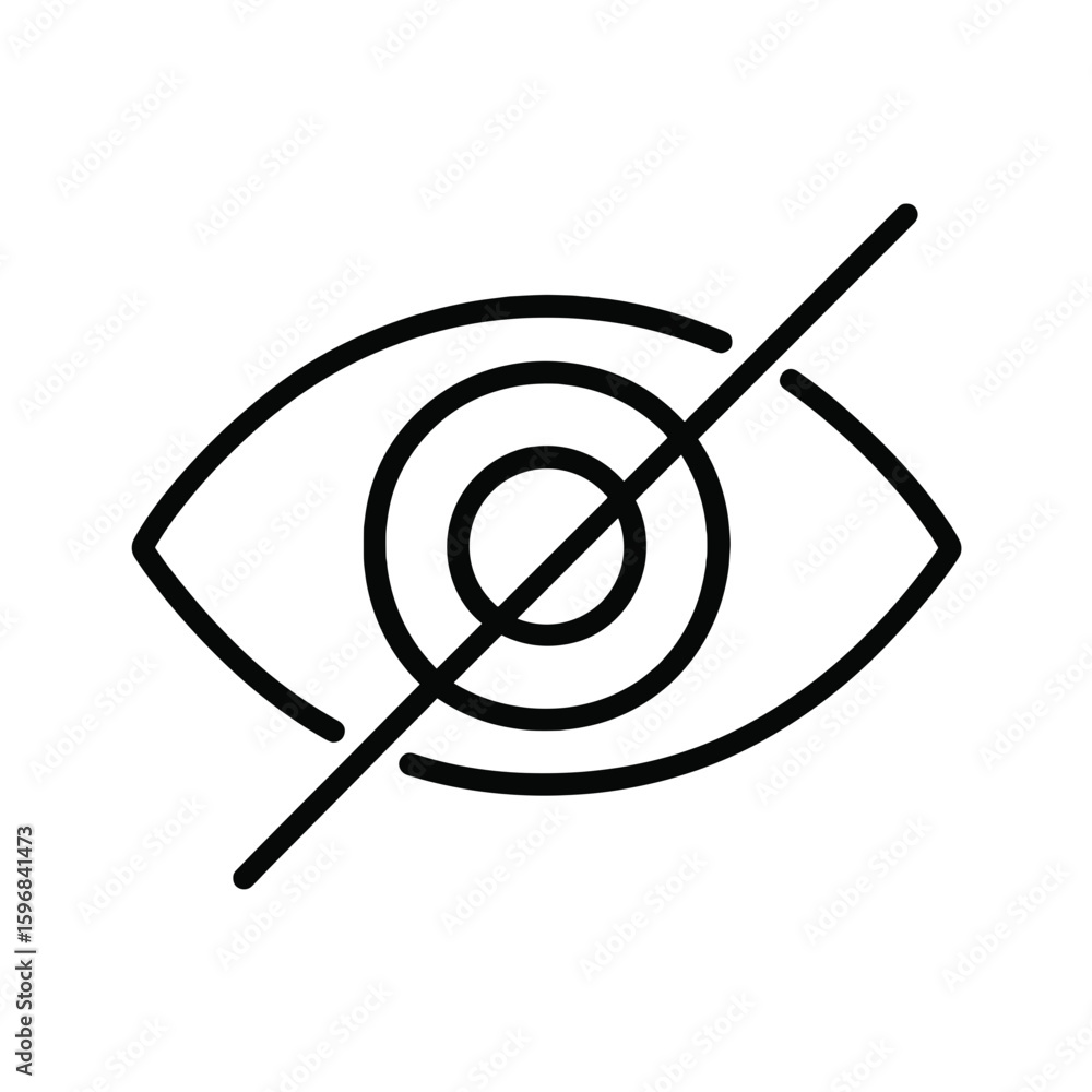 Poster eye icon with a slash representing invisibility concept