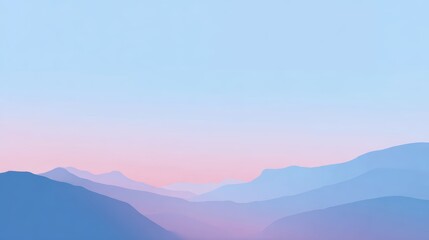 Obraz premium Serene abstract landscape with gradient blue and pink mountains