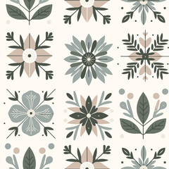 Elegant Seamless Floral Pattern &ndash; Vintage Hand-Drawn Flowers in Soft Pastel Tones.