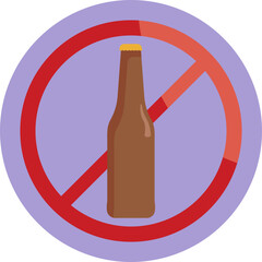 Symbol indicating alcohol consumption is prohibited to promote cancer prevention.