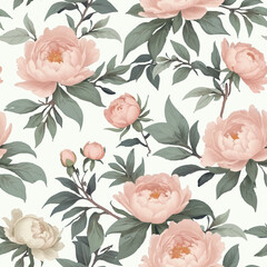 Elegant Seamless Floral Pattern &ndash; Vintage Hand-Drawn Flowers in Soft Pastel Tones.