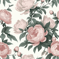 Elegant Seamless Floral Pattern &ndash; Vintage Hand-Drawn Flowers in Soft Pastel Tones.