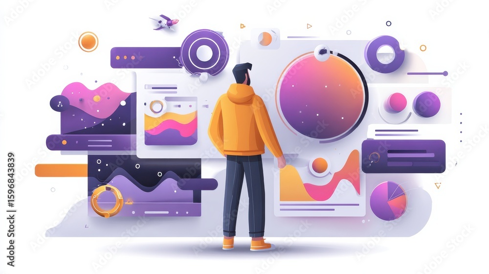  big data business software abstract concept vector illustration set. innovative big data solutions, 