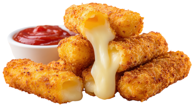 Fried Mozzarella Sticks with Tomato Sauce Cheesy Appetizer Warm Snack Comfort Food