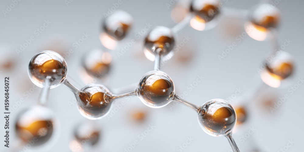 Poster close-up view of a molecular structure showcasing intricate details of atoms and bonds connecting in