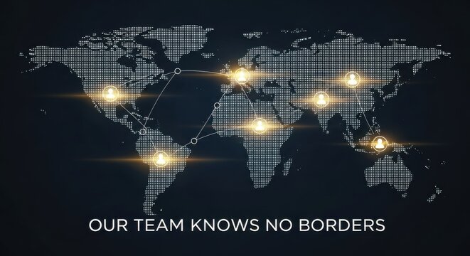 Global Network Connections with Glowing People Icons and World Map technology data