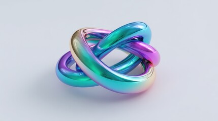 Fototapeta premium Colorful, iridescent, interwoven rings on a light background.