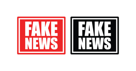Fake News Stamp – Bold Red Vector Label Icon for Warning, Hoax Alerts, and Disinformation Notices