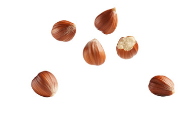 Hazelnuts Collection Group of Brown Nuts Isolated on Transparent Background for Food Design
